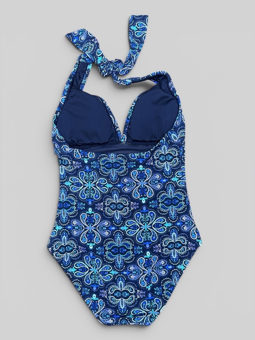 Sol Borne Blue Medallion Halter One Piece Swimsuit Size Small NWOT - Picture 4 of 6